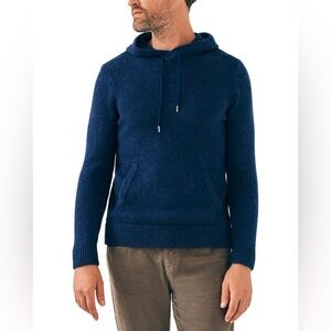 Faherty Wool & Cashmere Popover Hoodie Navy Hooded Sweater Size Medium